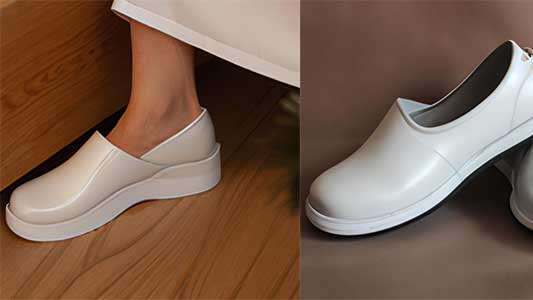 White Leather Nursing Shoes for Women